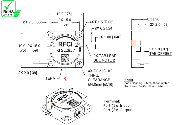 RFSL2857鐵氧體隔離器現貨庫存RFCI